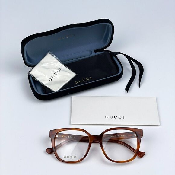 NEW Gucci GG1305OA 003 Havana Crystal Square Women Eyeglasses - Picture 9 of 10